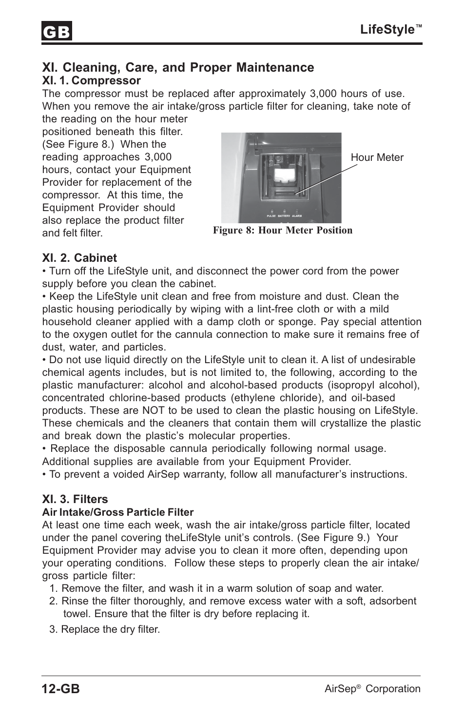 Lifestyle, Gb xi. cleaning, care, and proper maintenance | AirSep MN112-1 User Manual | Page 102 / 208