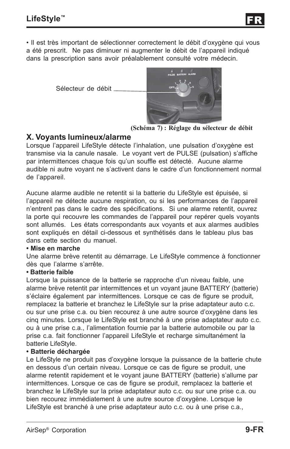 Lifestyle, X. voyants lumineux/alarme | AirSep MN112-1 User Manual | Page 13 / 208