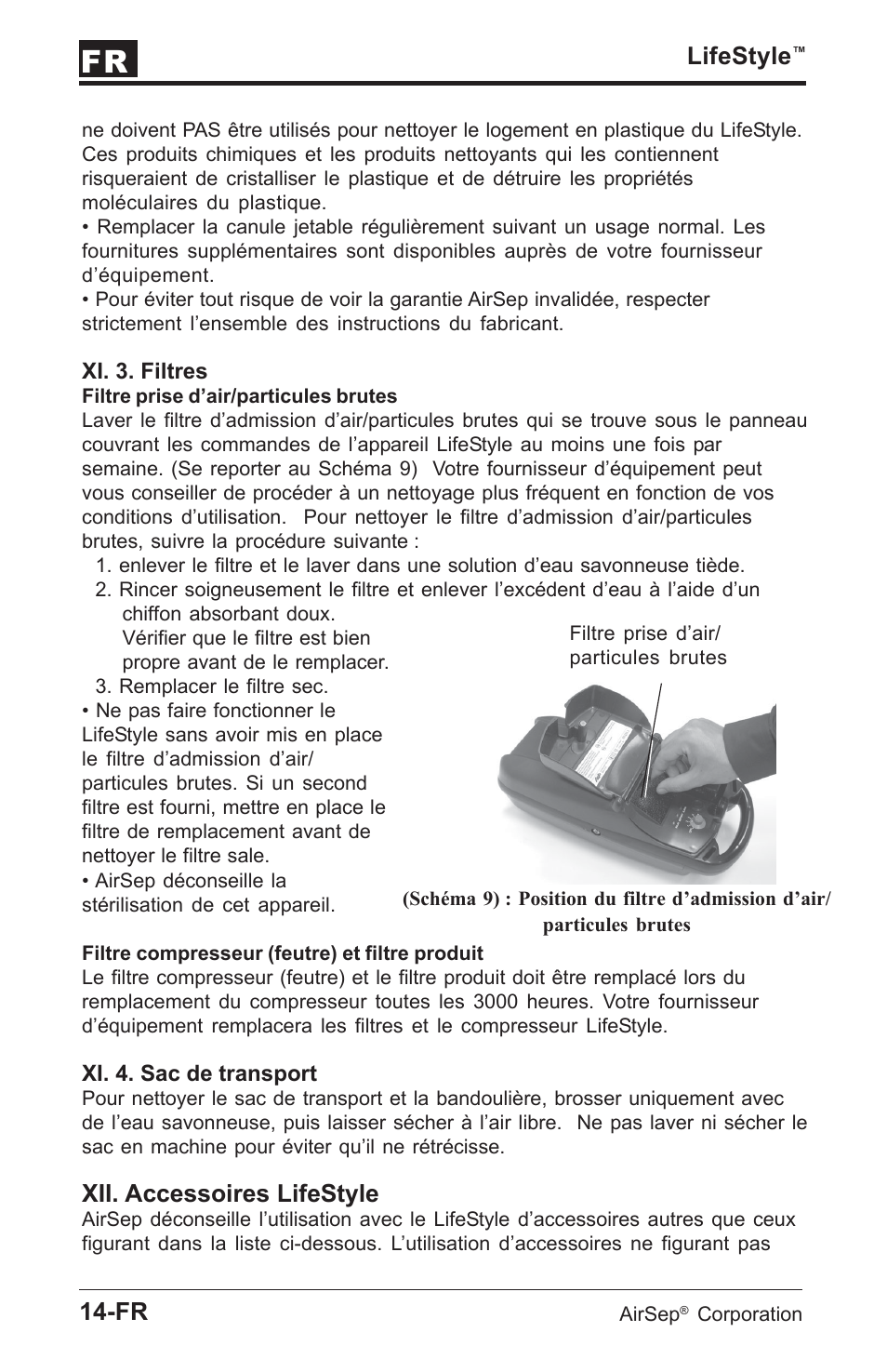 Lifestyle, Xii. accessoires lifestyle | AirSep MN112-1 User Manual | Page 18 / 208