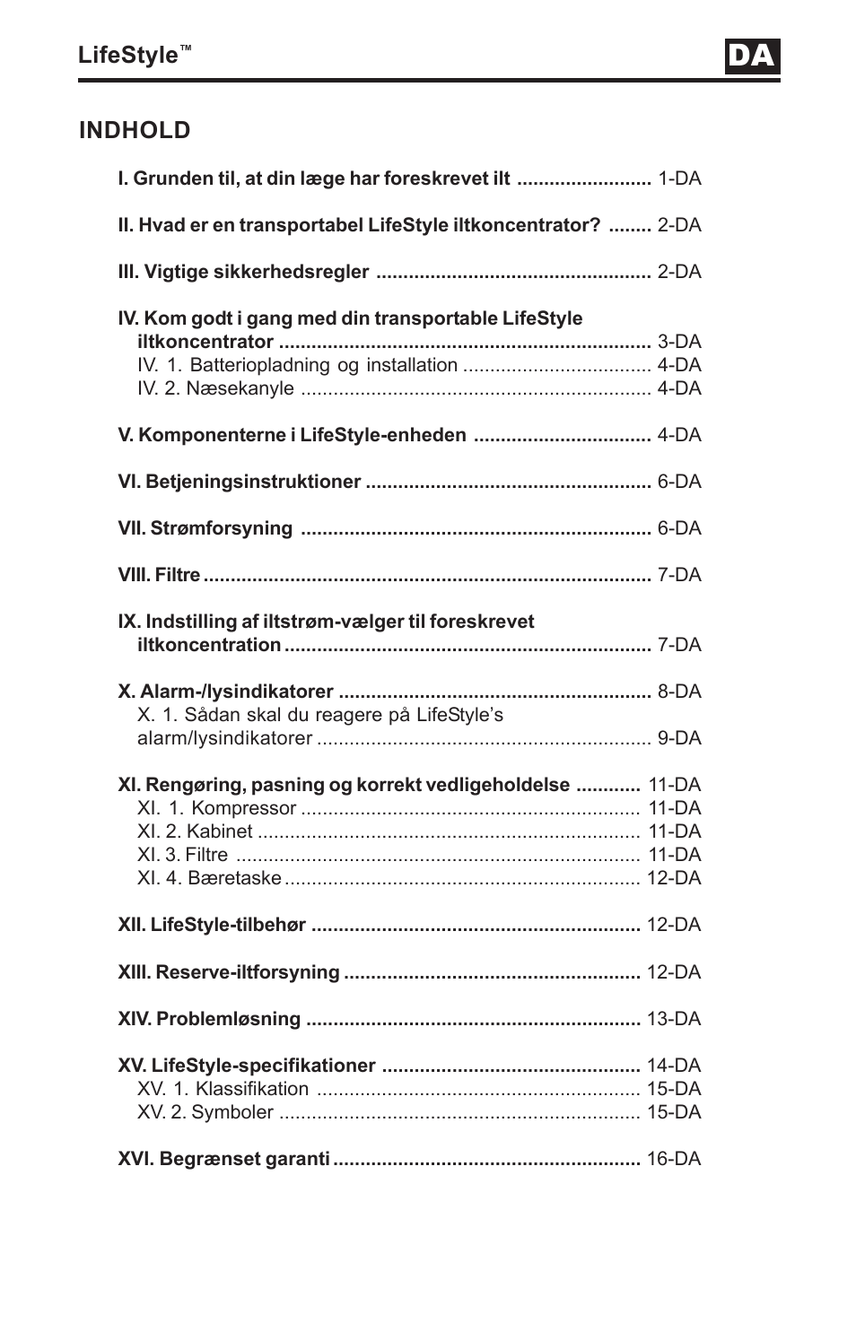 Lifestyle, Indhold | AirSep MN112-1 User Manual | Page 189 / 208