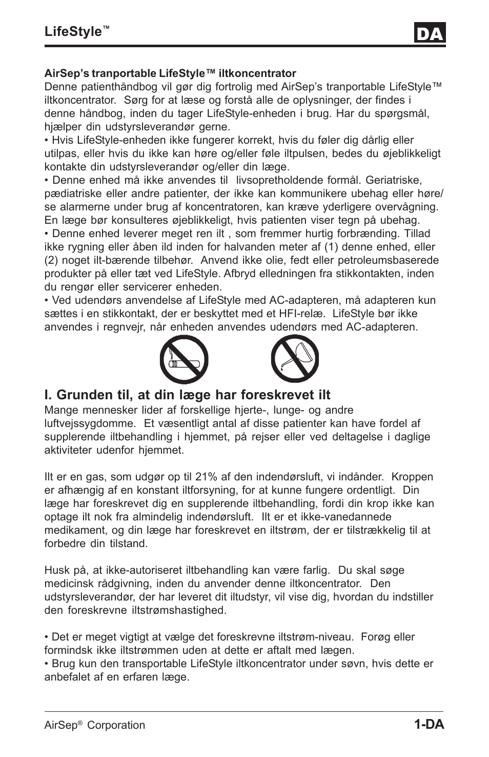 Lifestyle, I. grunden til, at din læge har foreskrevet ilt | AirSep MN112-1 User Manual | Page 191 / 208