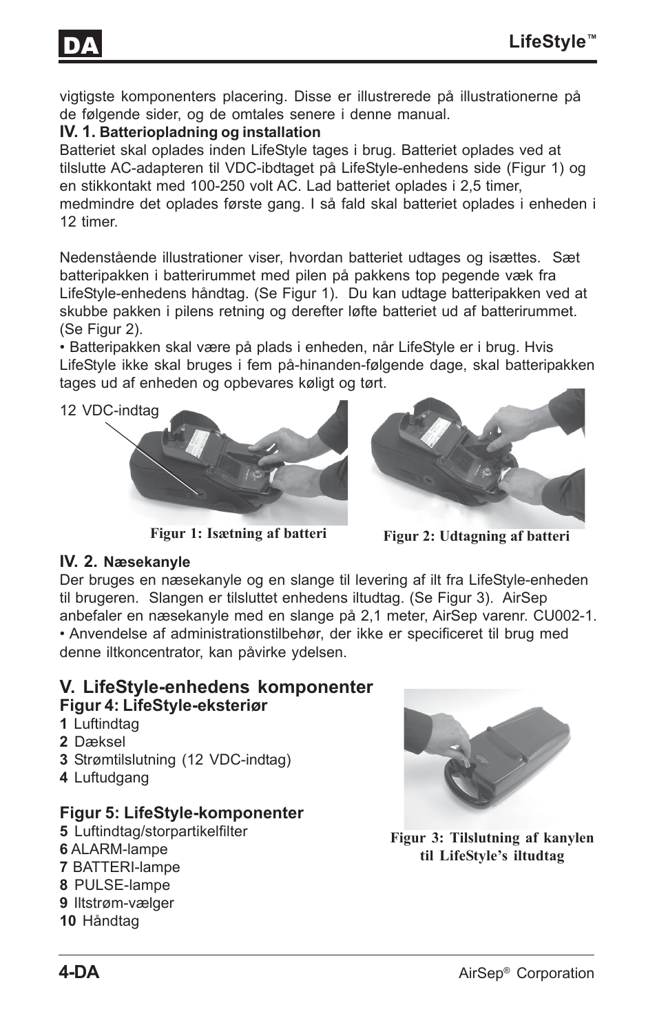 Lifestyle, V. lifestyle-enhedens komponenter | AirSep MN112-1 User Manual | Page 194 / 208