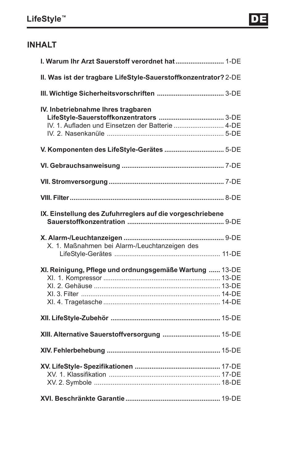 Lifestyle, Inhalt | AirSep MN112-1 User Manual | Page 25 / 208