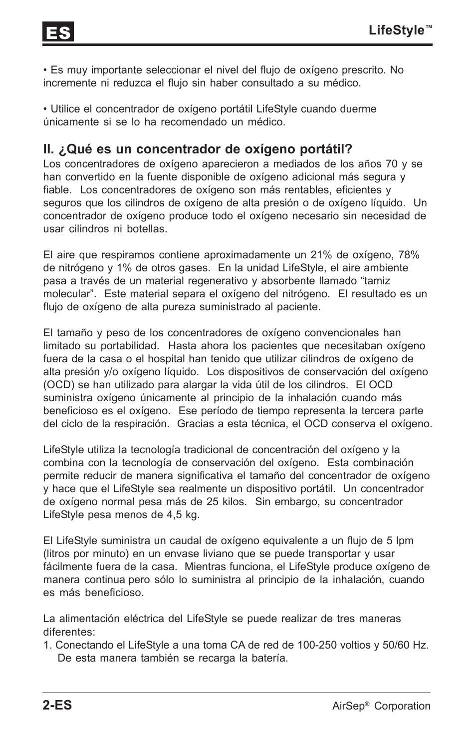 Lifestyle, Ii. ¿qué es un concentrador de oxígeno portátil | AirSep MN112-1 User Manual | Page 50 / 208