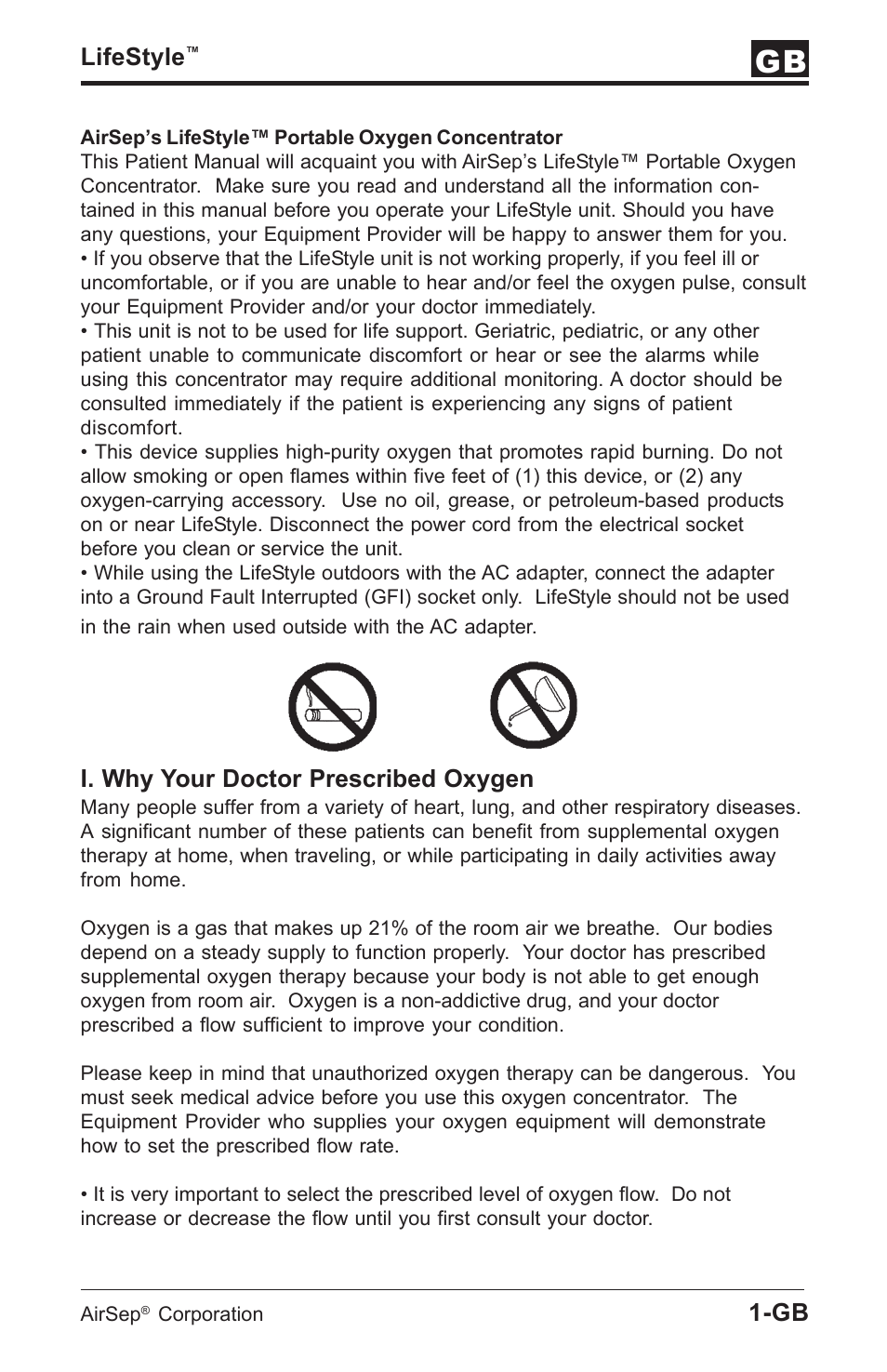 Lifestyle, I. why your doctor prescribed oxygen | AirSep MN112-1 User Manual | Page 91 / 208