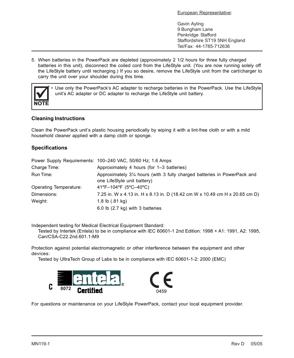 AirSep MN119-1 D User Manual | Page 4 / 4