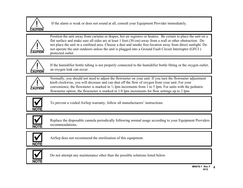 AirSep MN078-1 F User Manual | Page 10 / 42