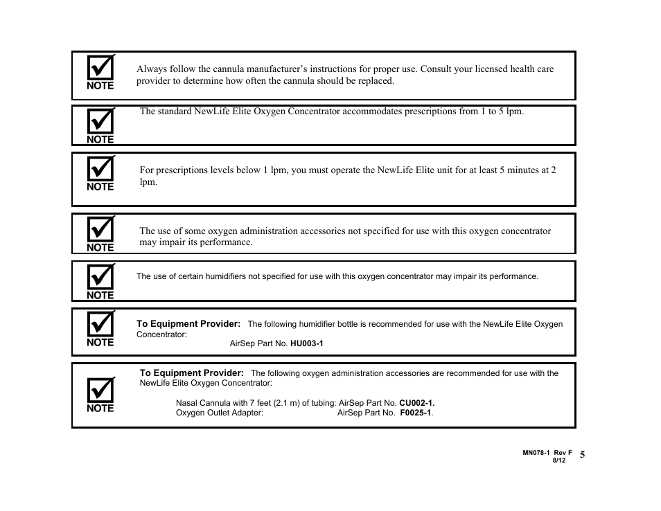 AirSep MN078-1 F User Manual | Page 11 / 42