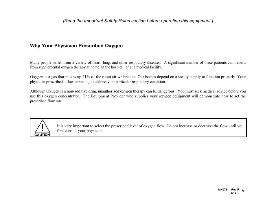 Why your physician prescribed oxygen | AirSep MN078-1 F User Manual | Page 12 / 42