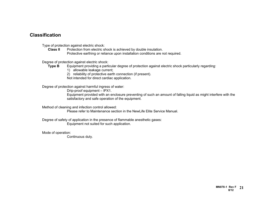 Classification | AirSep MN078-1 F User Manual | Page 27 / 42
