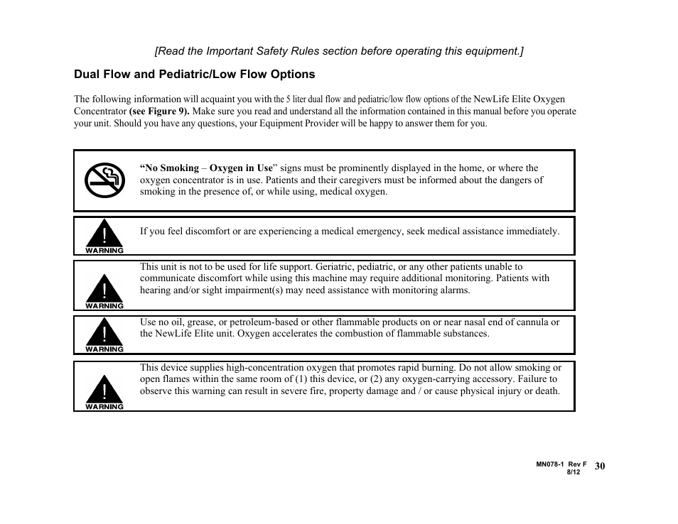 Dual flow and pediatric/low flow options | AirSep MN078-1 F User Manual | Page 36 / 42