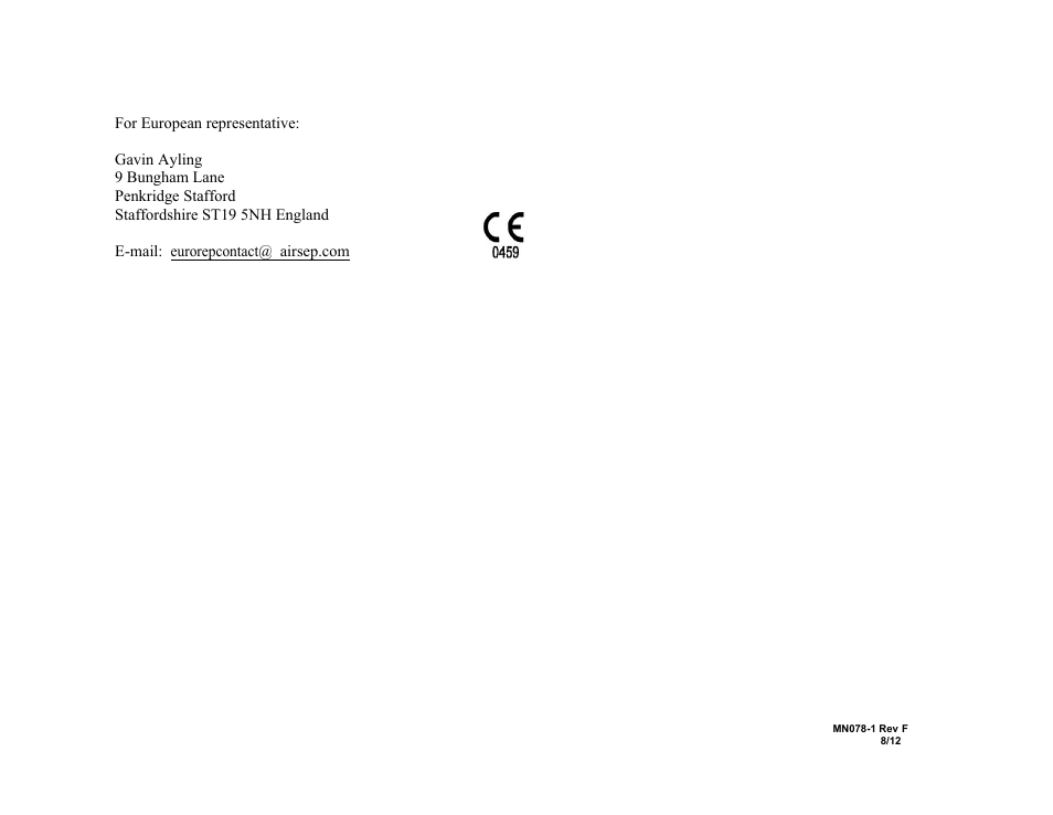 AirSep MN078-1 F User Manual | Page 41 / 42