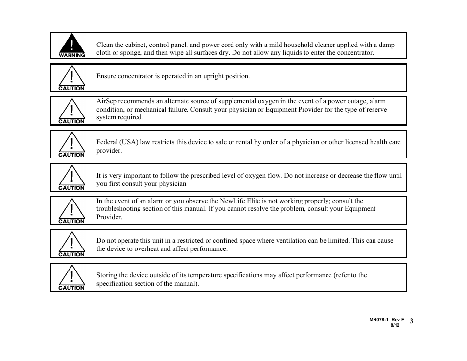 AirSep MN078-1 F User Manual | Page 9 / 42