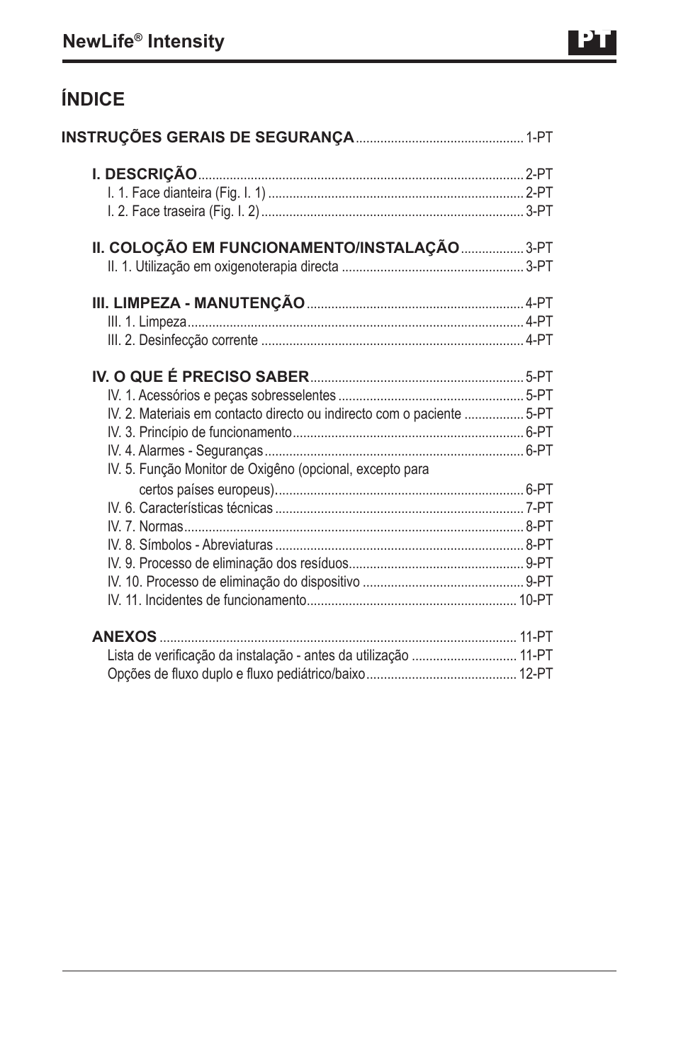 Newlife, Intensity, Índice | AirSep MN139-1 User Manual | Page 101 / 144