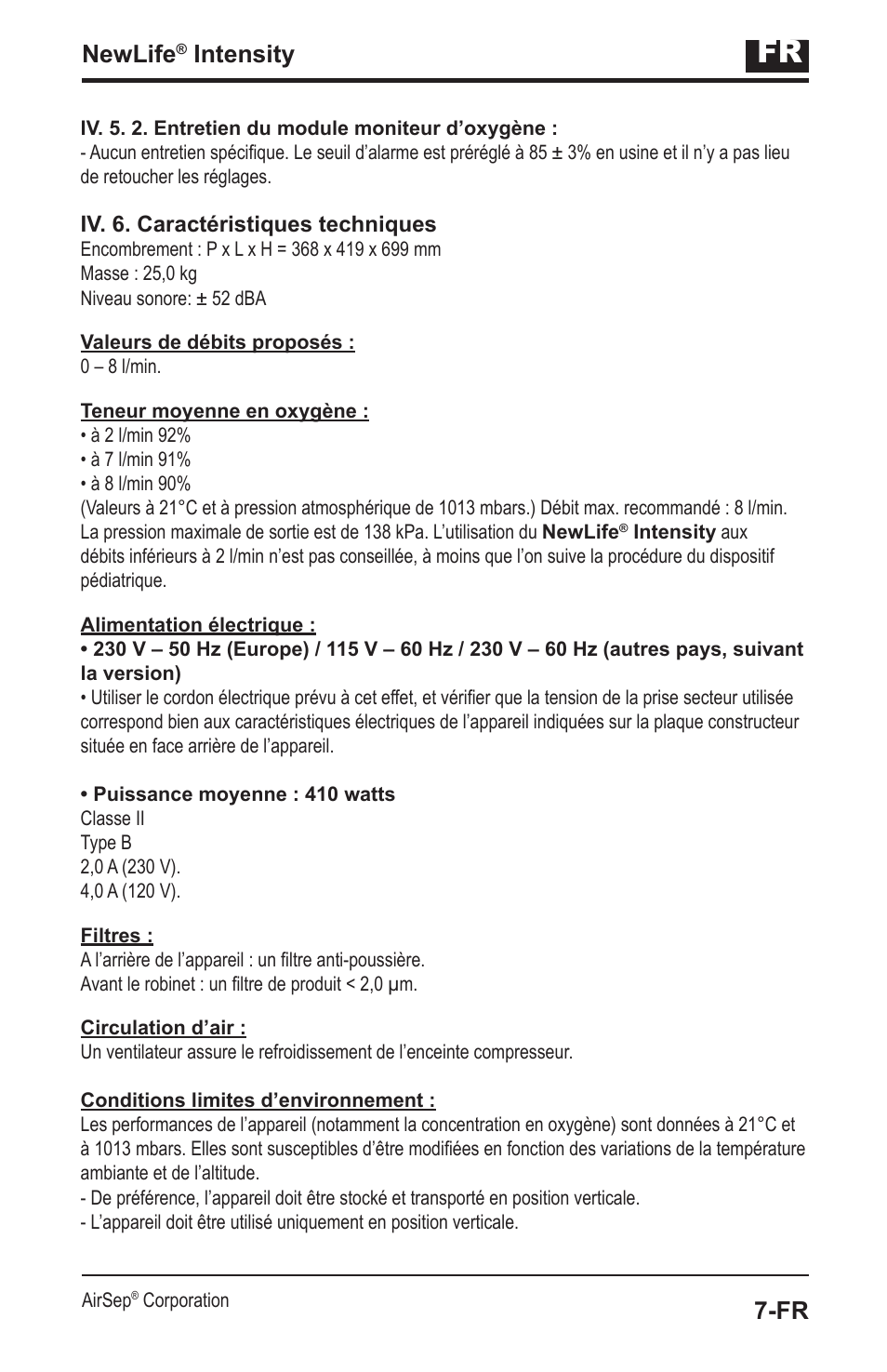 Newlife, Intensity | AirSep MN139-1 User Manual | Page 11 / 144