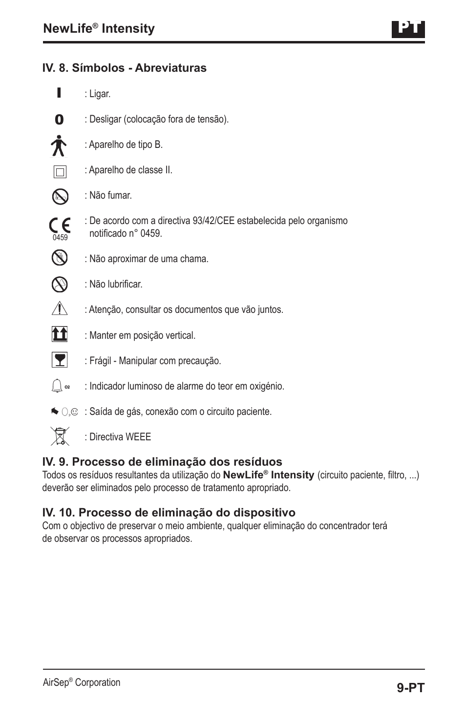 Newlife, Intensity | AirSep MN139-1 User Manual | Page 111 / 144