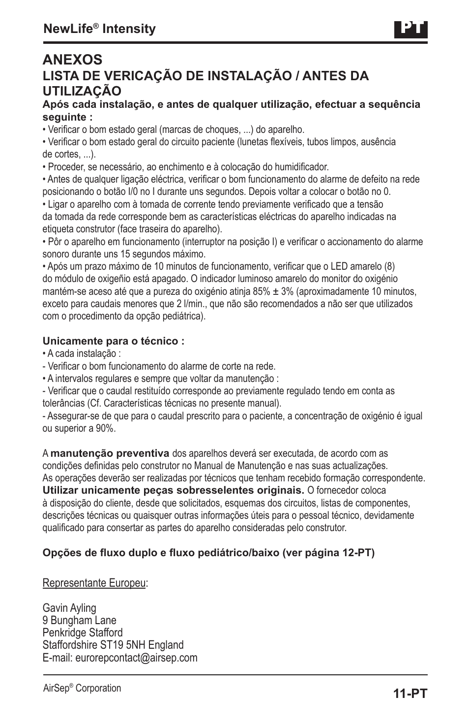 Anexos, Newlife, Intensity | AirSep MN139-1 User Manual | Page 113 / 144