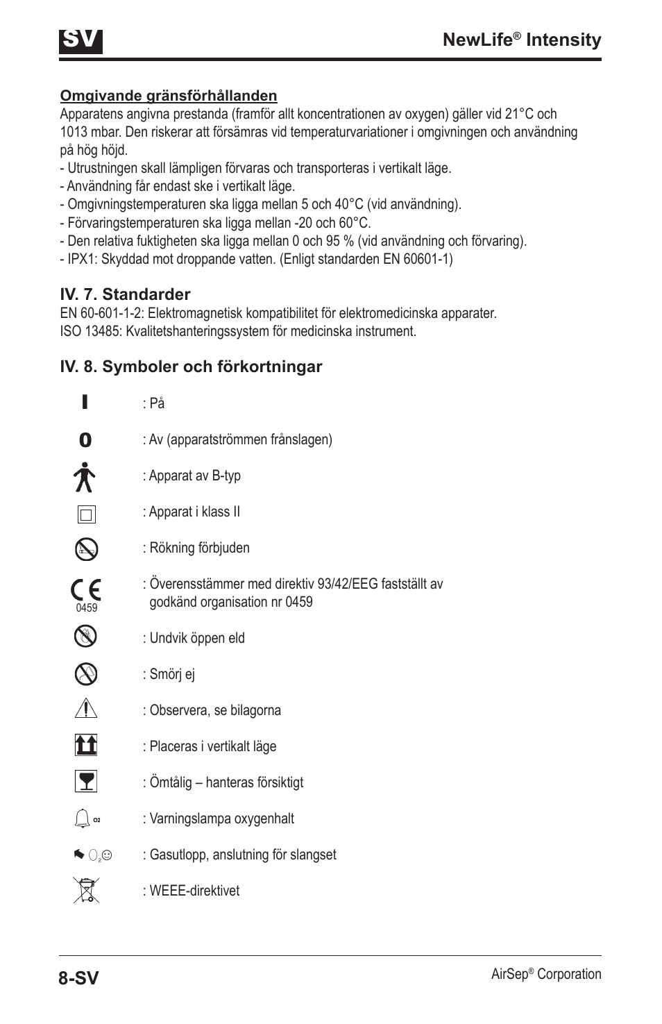 Newlife, Intensity | AirSep MN139-1 User Manual | Page 124 / 144