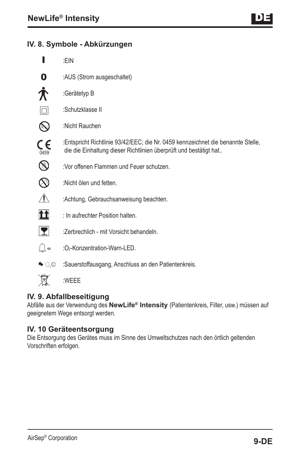 Newlife, Intensity | AirSep MN139-1 User Manual | Page 27 / 144