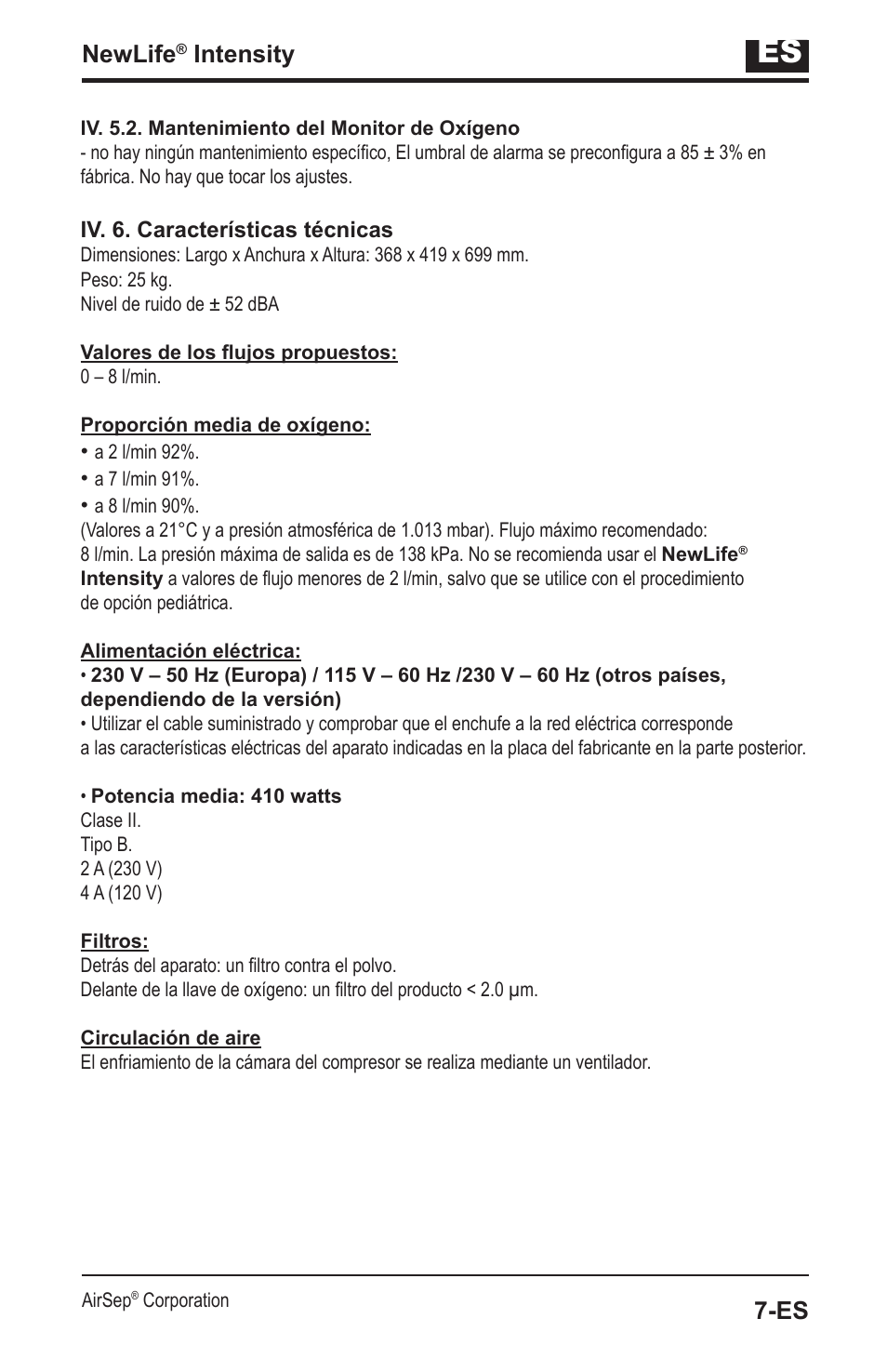 Newlife, Intensity | AirSep MN139-1 User Manual | Page 39 / 144