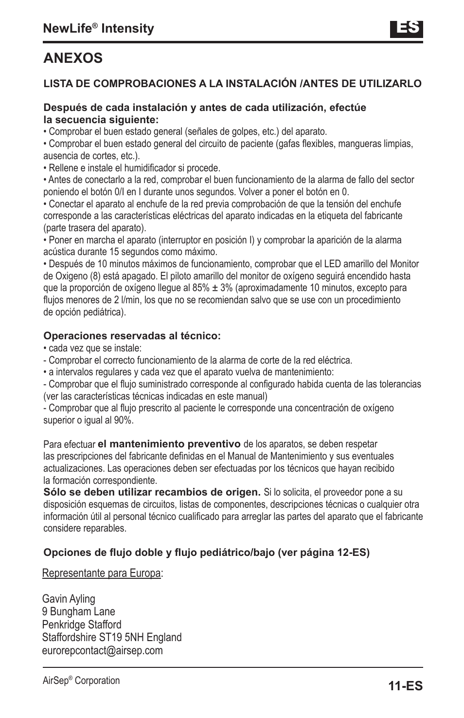 Anexos, Newlife, Intensity | AirSep MN139-1 User Manual | Page 43 / 144