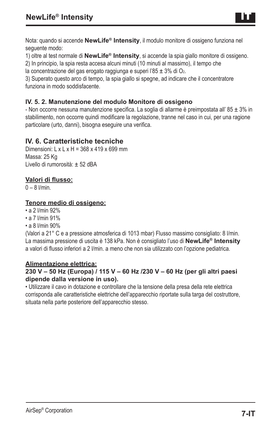 Newlife, Intensity | AirSep MN139-1 User Manual | Page 81 / 144