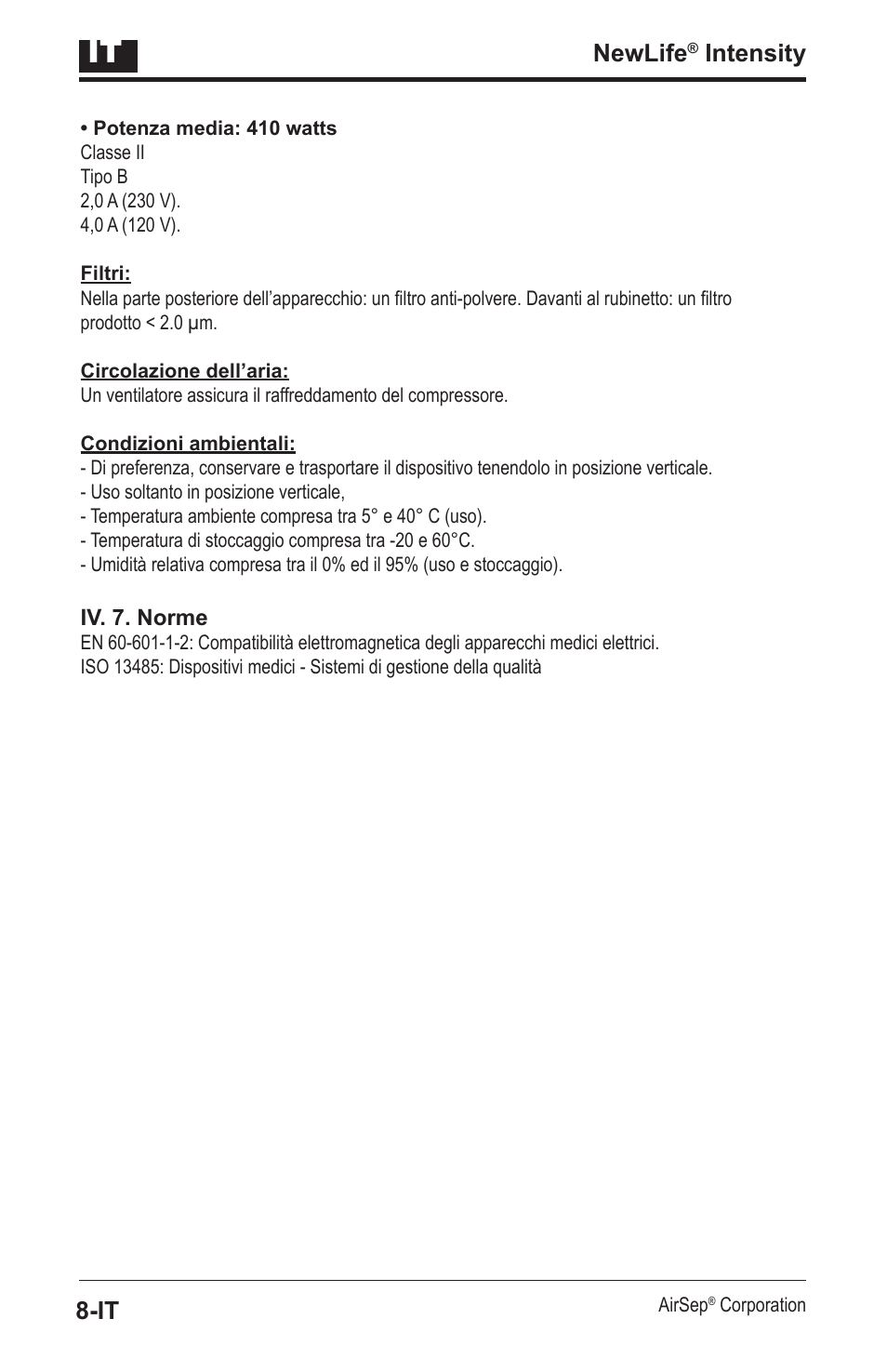 Newlife, Intensity | AirSep MN139-1 User Manual | Page 82 / 144