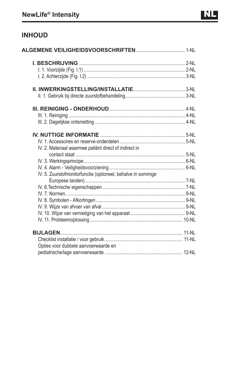 Newlife, Intensity, Inhoud | AirSep MN139-1 User Manual | Page 87 / 144