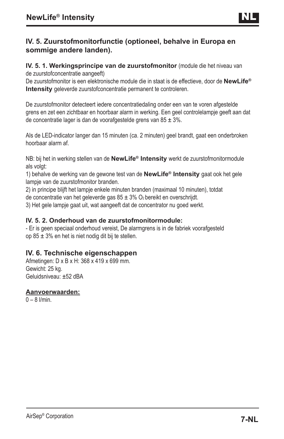 Newlife, Intensity | AirSep MN139-1 User Manual | Page 95 / 144