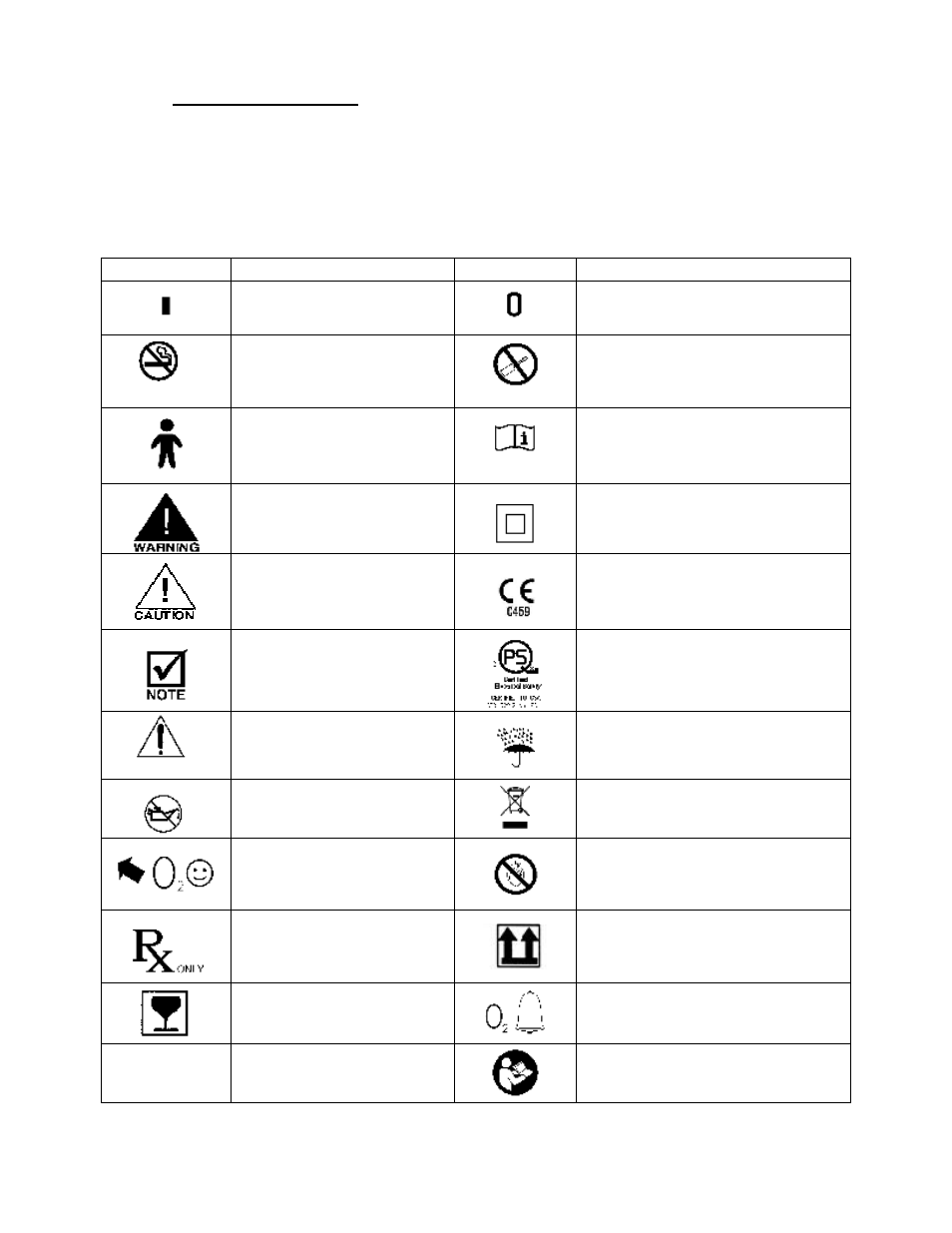 Symbol, Description symbol description, Consult the accompanying documents | AirSep MN165-1 G User Manual | Page 25 / 28