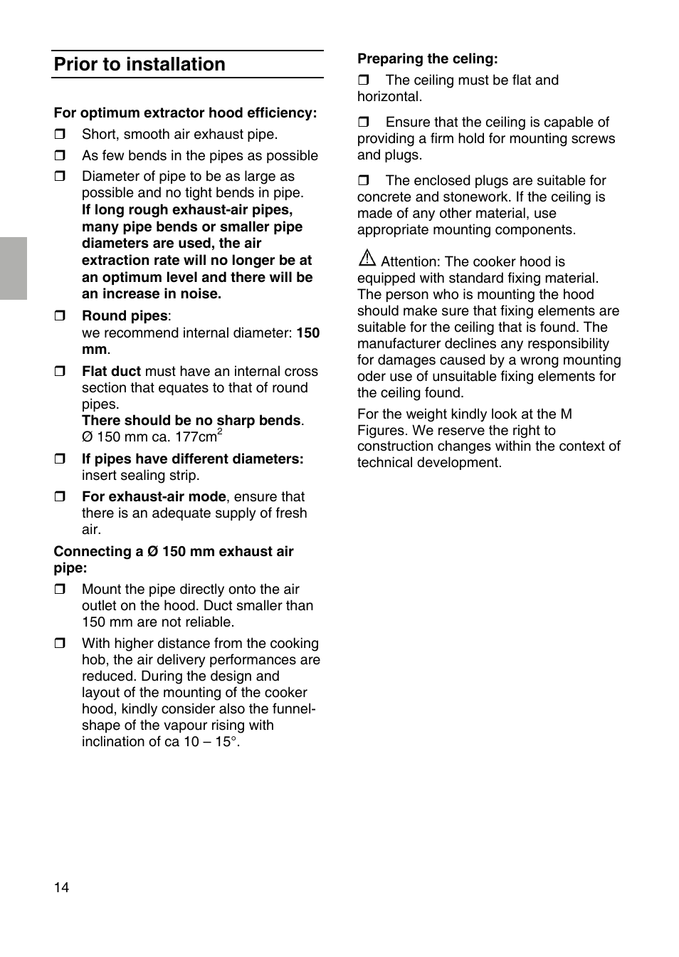 Prior to installation | Neff I99C68N0 User Manual | Page 14 / 84