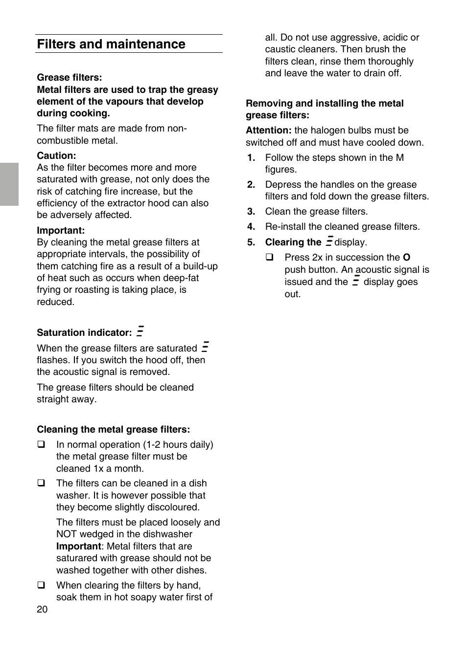 Filters and maintenance | Neff I99C68N0 User Manual | Page 20 / 84