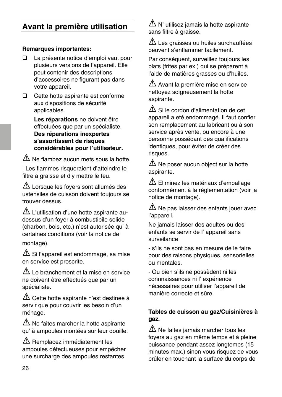 Avant la première utilisation | Neff I99C68N0 User Manual | Page 26 / 84