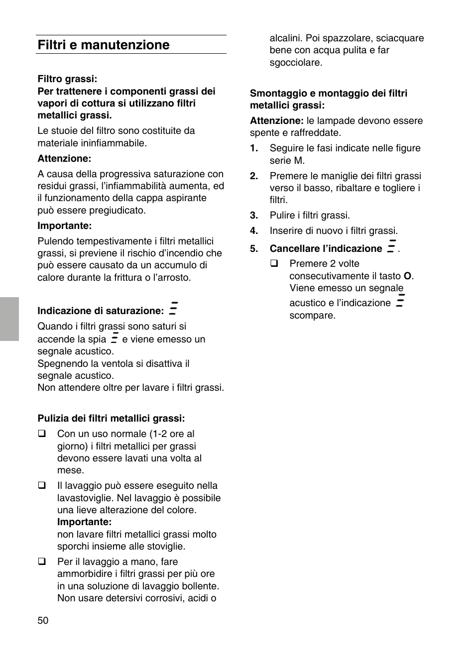 Filtri e manutenzione | Neff I99C68N0 User Manual | Page 50 / 84