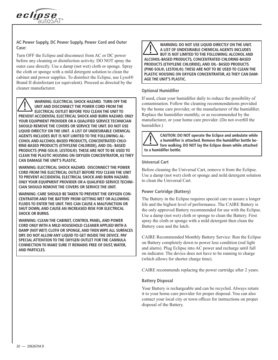 AirSep 20626704 User Manual | Page 20 / 24