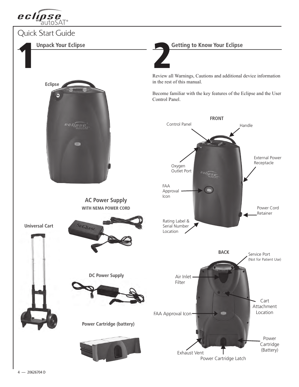 Quick start guide | AirSep 20626704 User Manual | Page 4 / 24