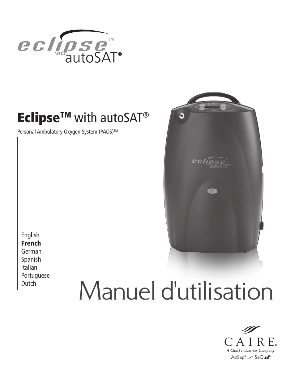 Manuel d'utilisation, Eclipse, With autosat | AirSep 20626704-C1 User Manual | Page 21 / 154