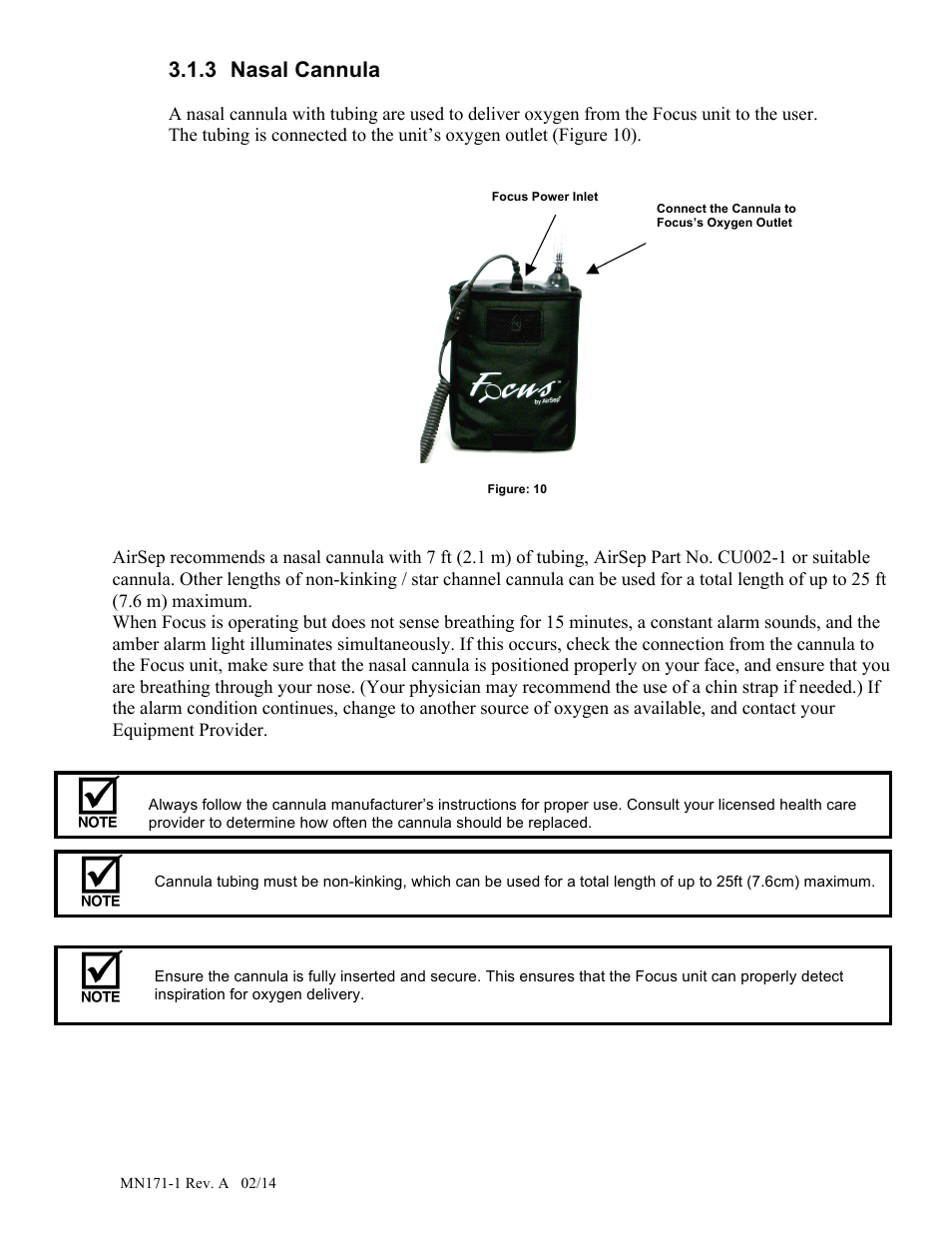 3 nasal cannula | AirSep MN171-1 User Manual | Page 14 / 23