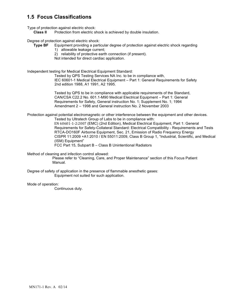 5 focus classifications | AirSep MN171-1 User Manual | Page 9 / 23