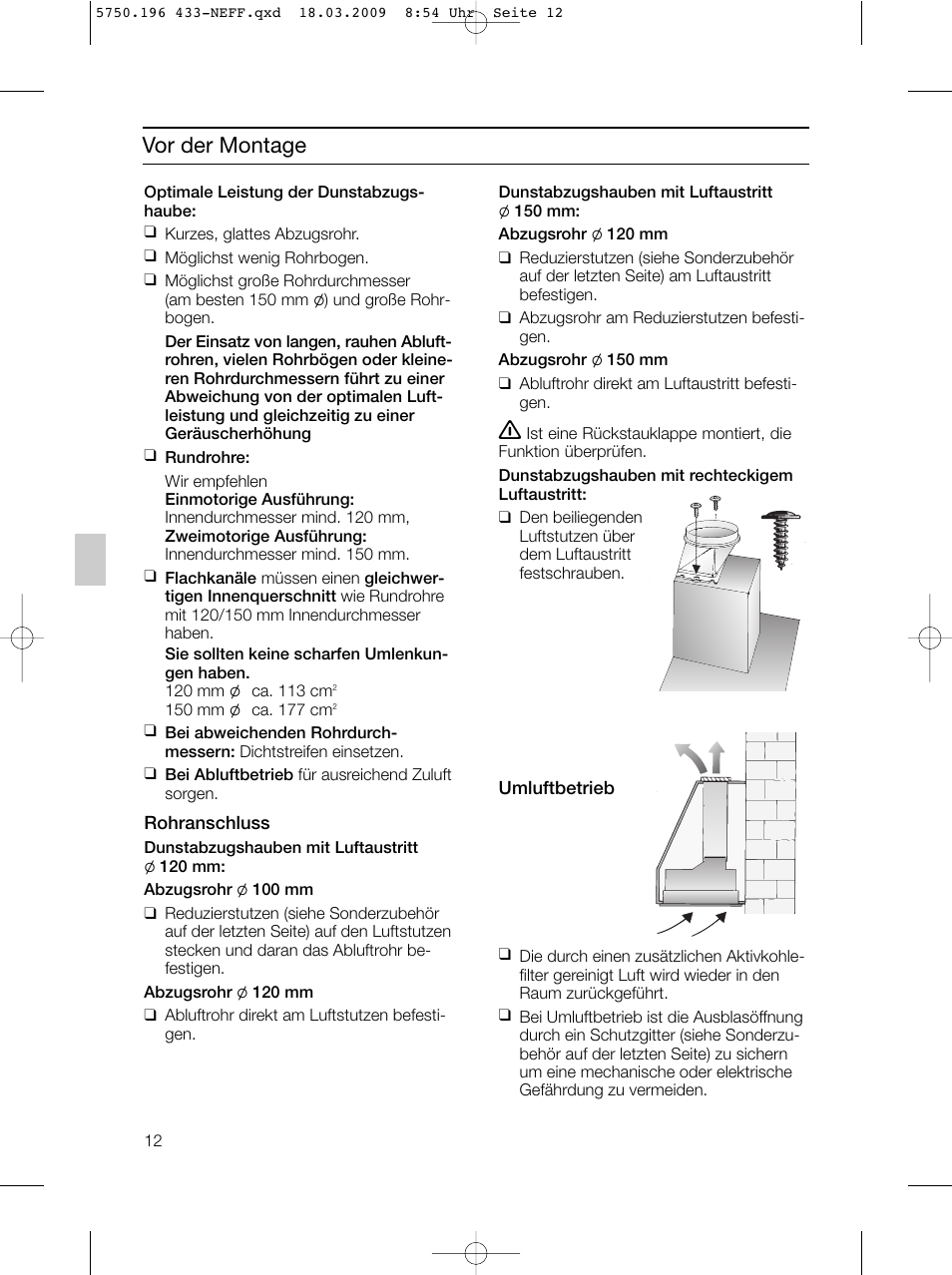 Vor der montage | Neff D5675X0 User Manual | Page 12 / 100