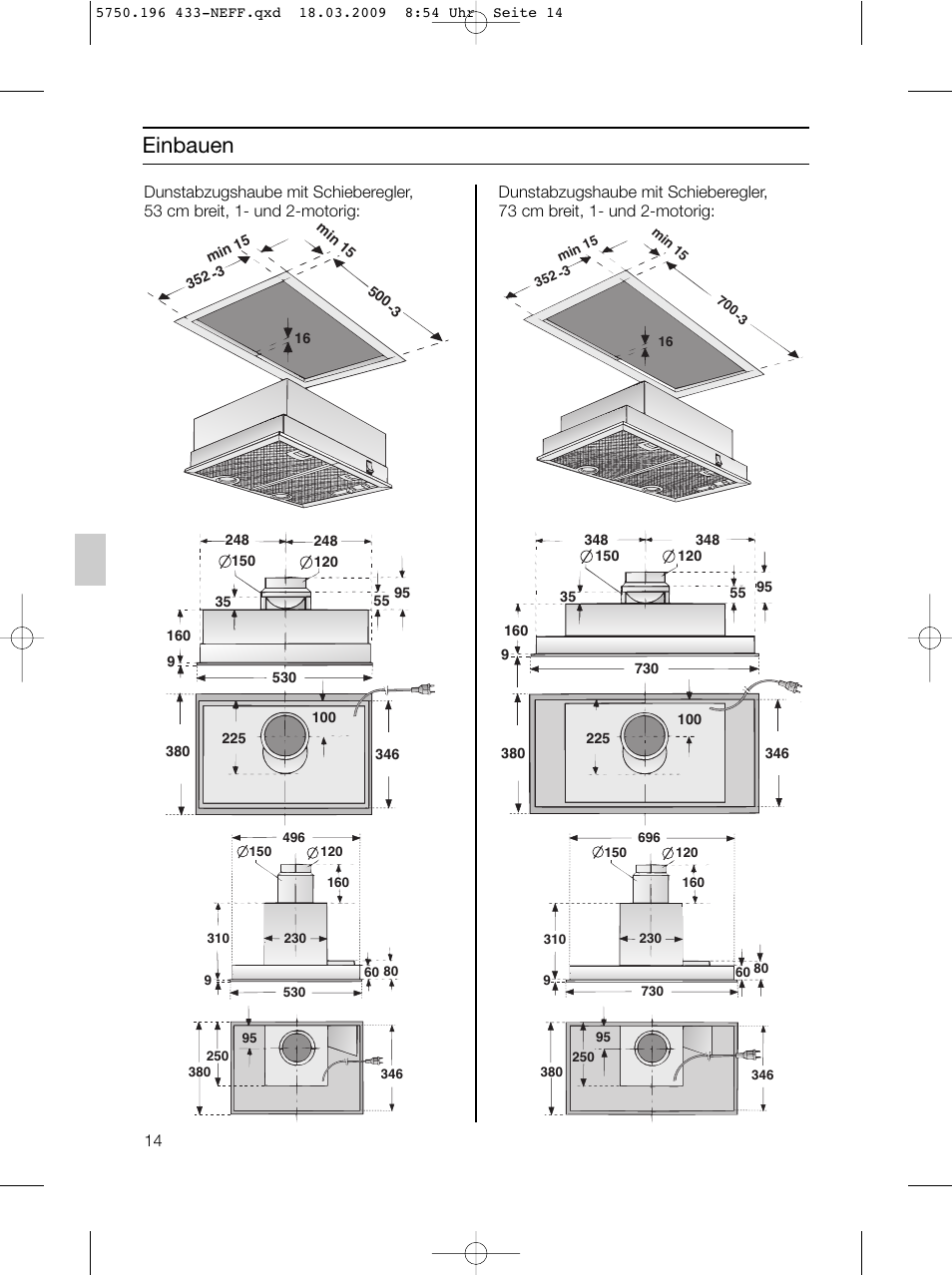 Einbauen | Neff D5675X0 User Manual | Page 14 / 100