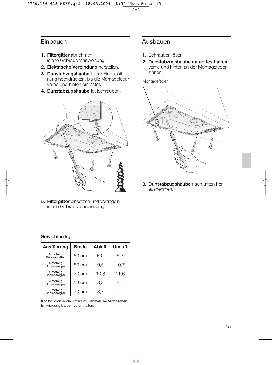 Einbauen ausbauen | Neff D5675X0 User Manual | Page 15 / 100