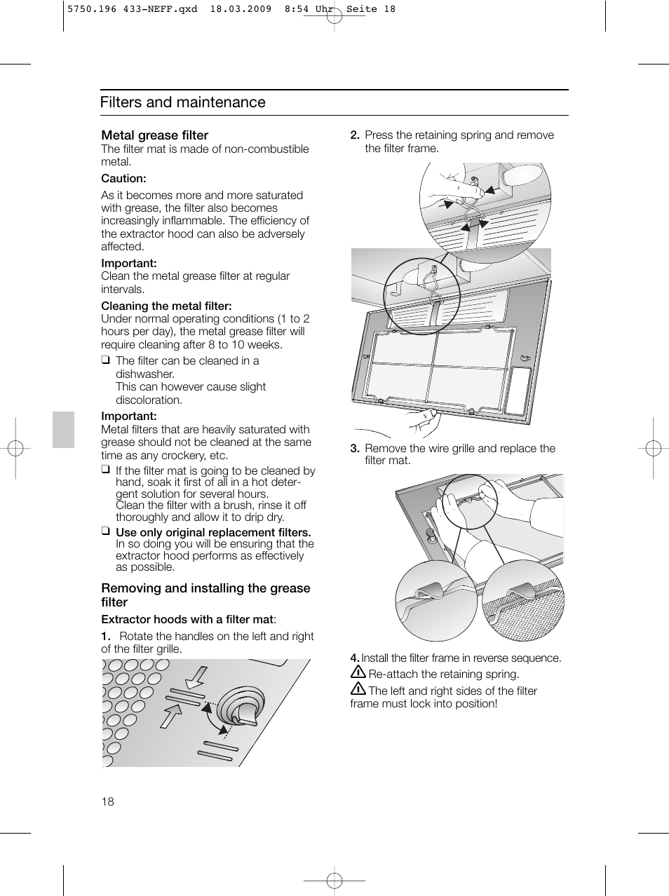 Filters and maintenance | Neff D5675X0 User Manual | Page 18 / 100