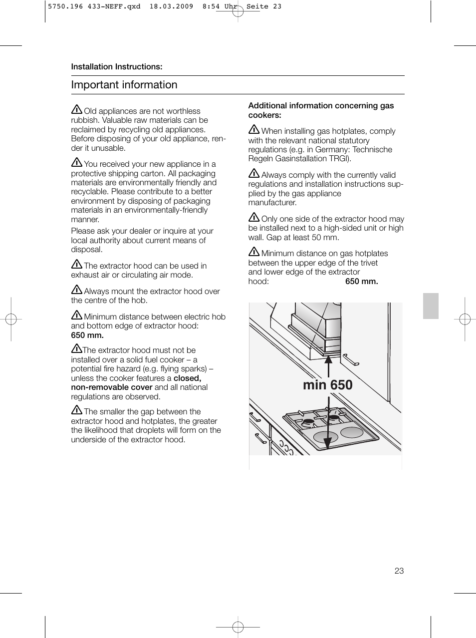 Min 650 | Neff D5675X0 User Manual | Page 23 / 100