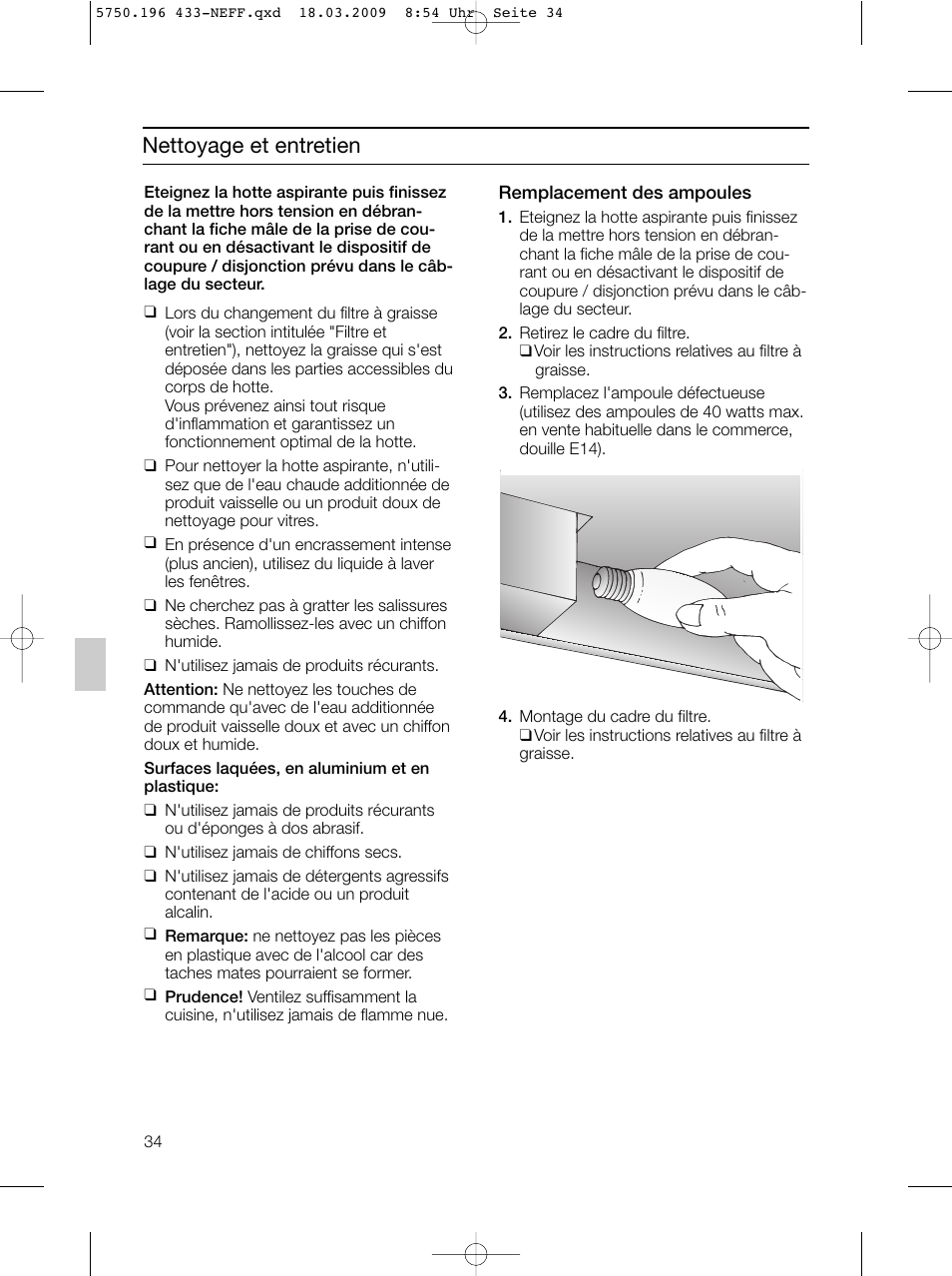 Nettoyage et entretien | Neff D5675X0 User Manual | Page 34 / 100