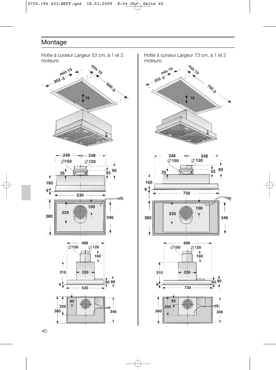 Montage | Neff D5675X0 User Manual | Page 40 / 100