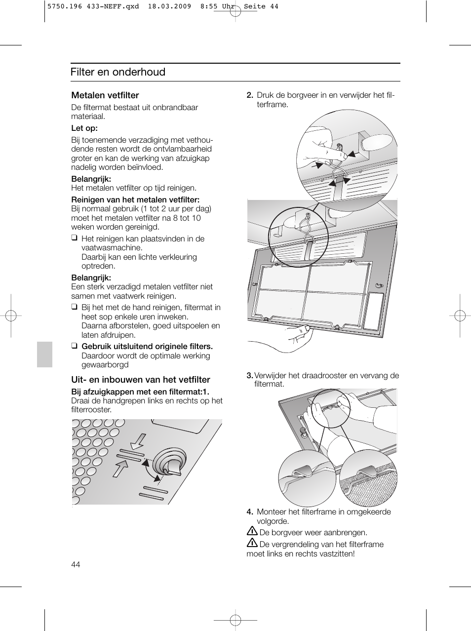 Filter en onderhoud | Neff D5675X0 User Manual | Page 44 / 100