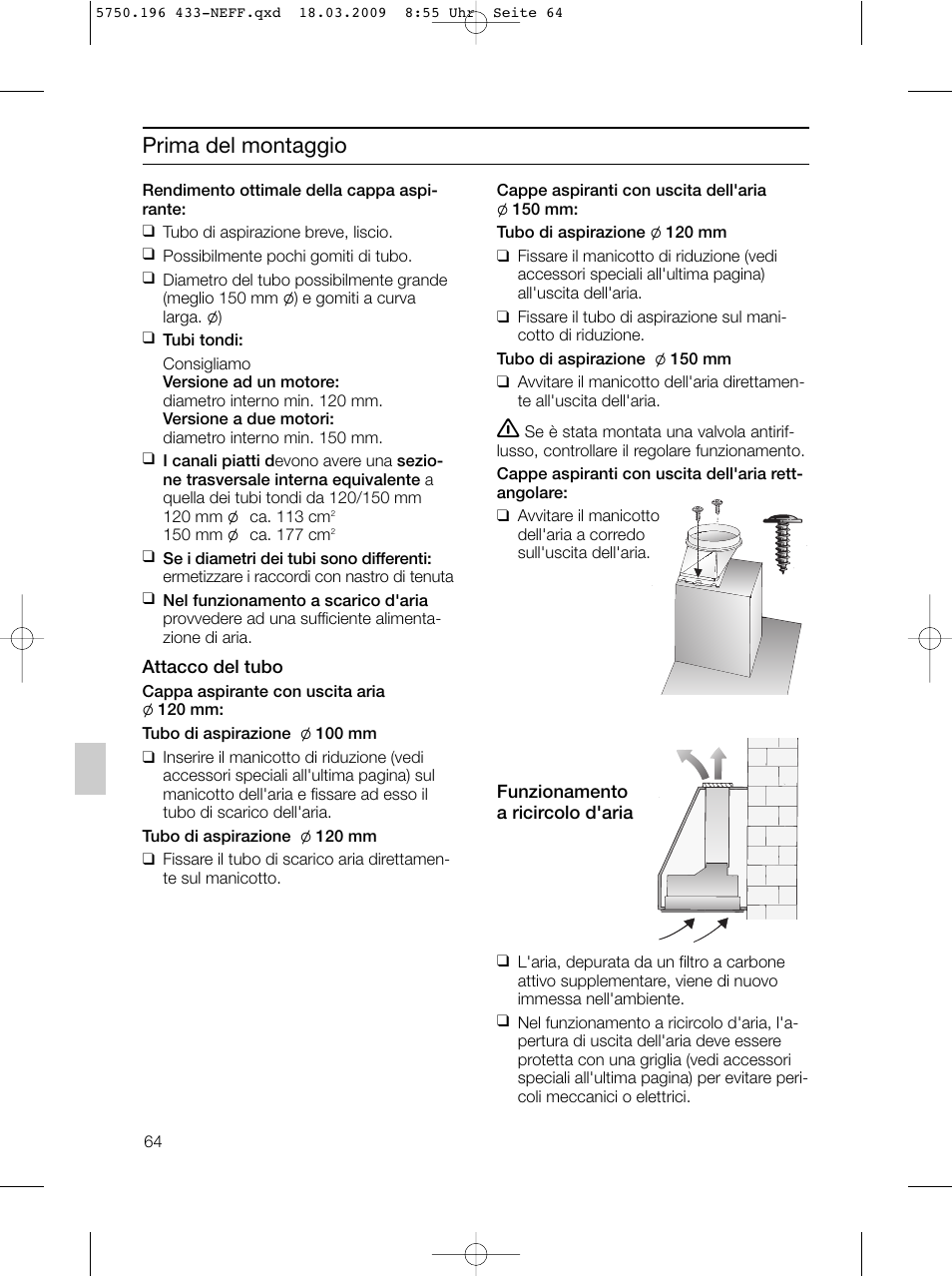 Prima del montaggio | Neff D5675X0 User Manual | Page 64 / 100