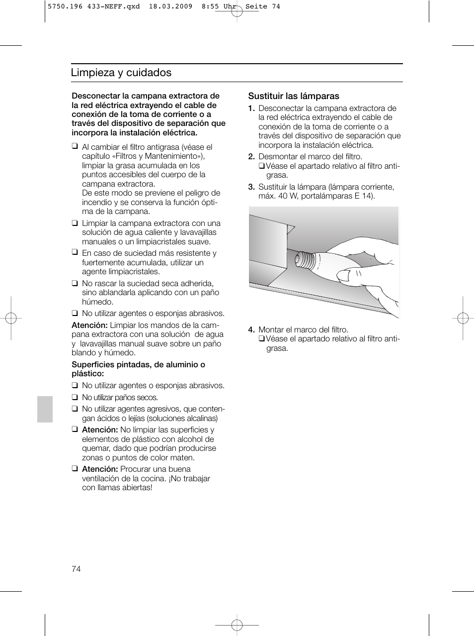 Limpieza y cuidados | Neff D5675X0 User Manual | Page 74 / 100