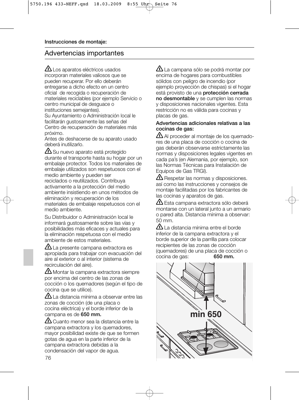 Min 650 | Neff D5675X0 User Manual | Page 76 / 100